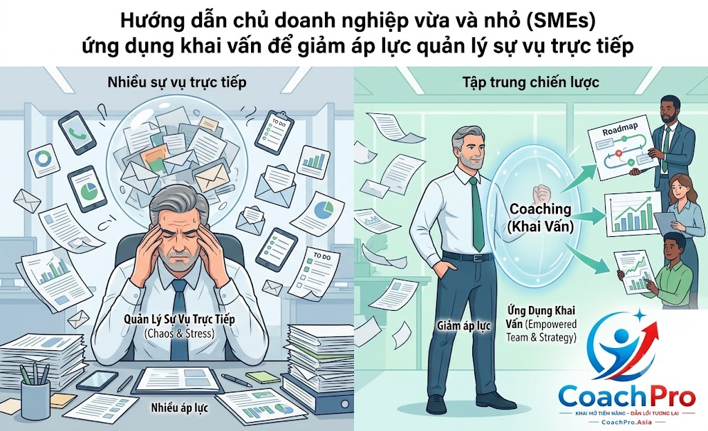 Khai vấn giúp các chủ doanh nghiệp SME trao quyền hiệu quả, giảm thiểu áp lực quản lý vi mô.