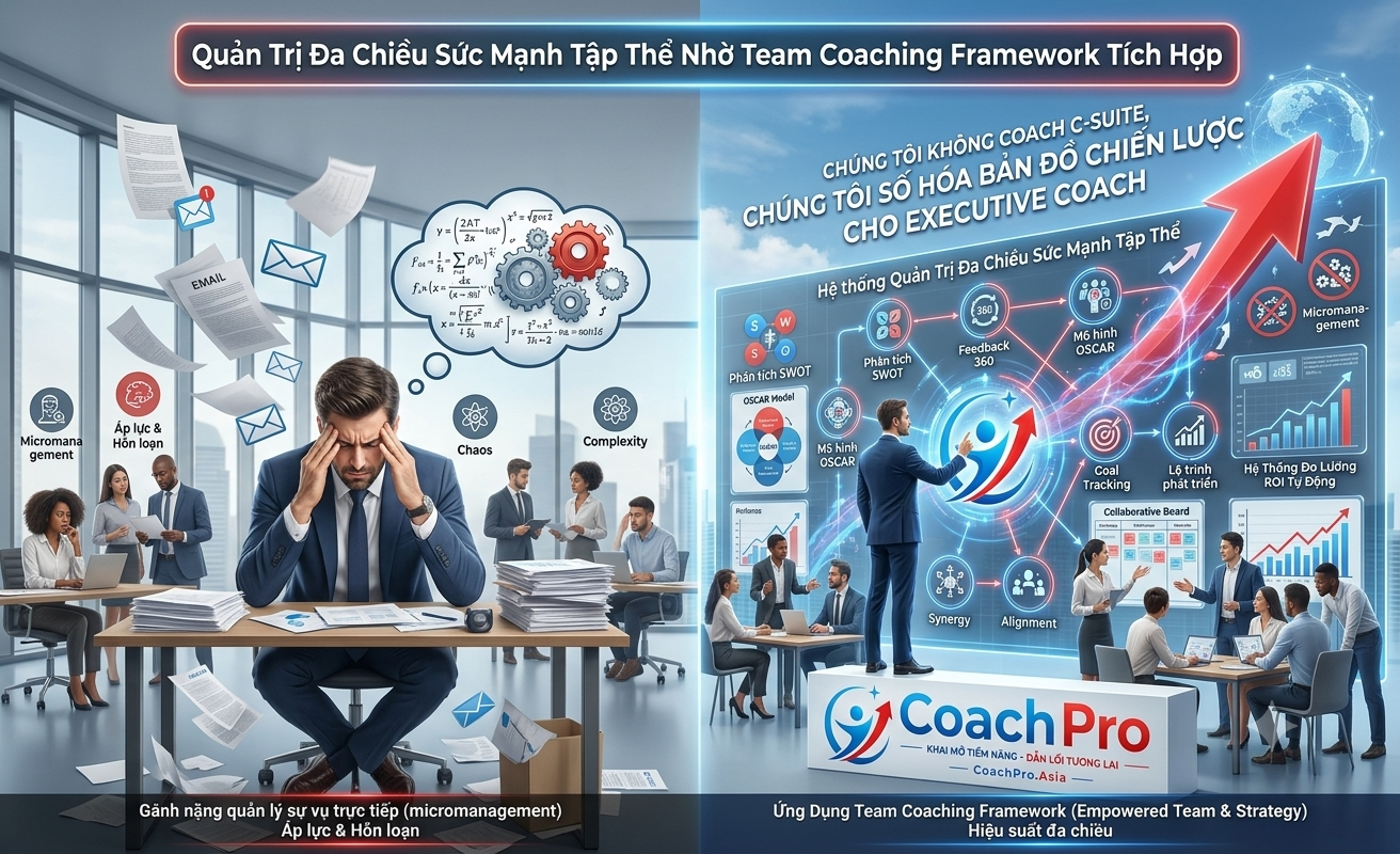 Không gian số hóa quản lý đa chiều các hoạt động và mục tiêu chung cho Team Coach chuyên nghiệp.