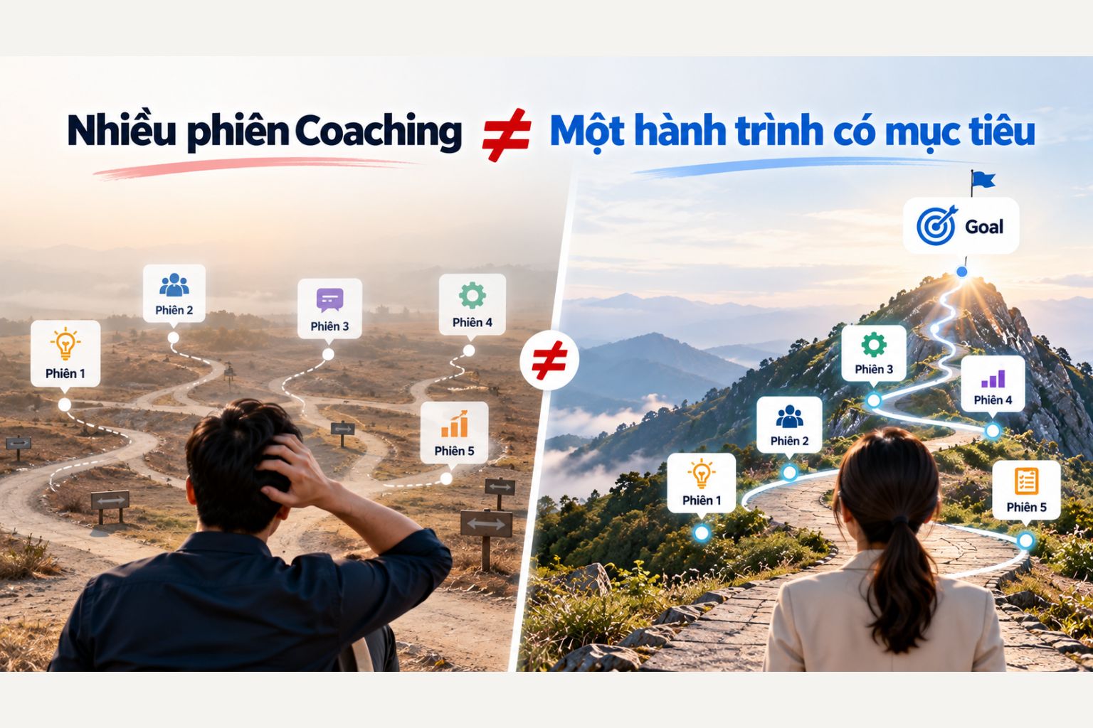 Sự khác biệt giữa các phiên Coaching rời rạc và hành trình Coaching có mục tiêu