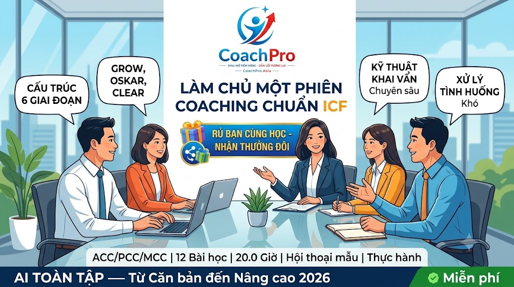 Ứng dụng đa lĩnh vực: Life, Executive, Career, Health, Team Coaching.